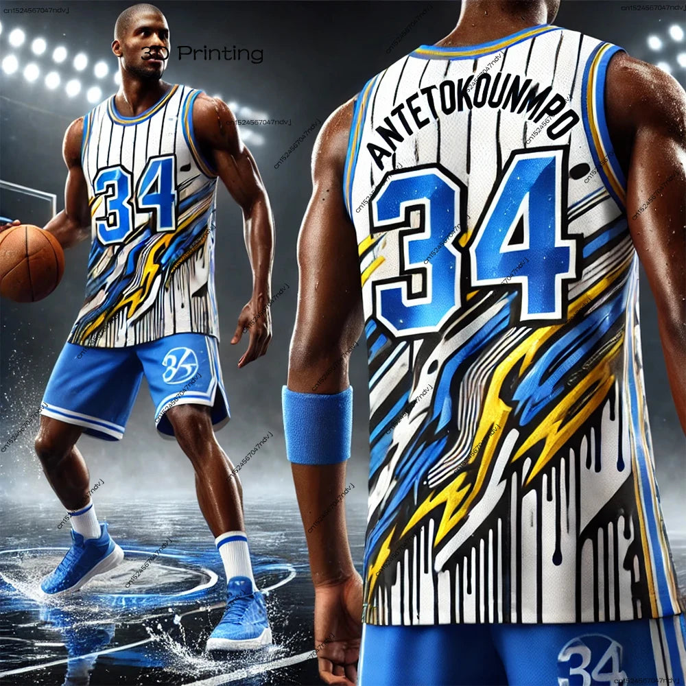 2025 New American Basketball Chat GPT Design Basketball Jersey ANTETOKOUNMPO No.34 Kids Adult Sports Training Vest