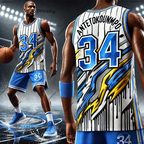 2025 New American Basketball Chat GPT Design Basketball Jersey ANTETOKOUNMPO No.34 Kids Adult Sports Training Vest