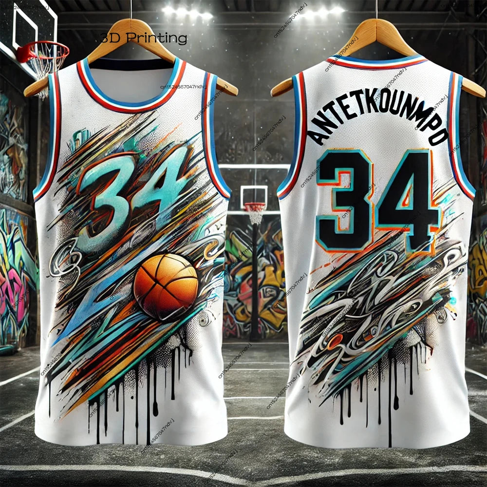2025 New American Basketball Chat GPT Design Basketball Jersey ANTETOKOUNMPO No.34 Kids Adult Sports Training Vest