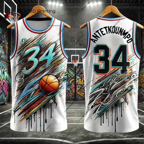 2025 New American Basketball Chat GPT Design Basketball Jersey ANTETOKOUNMPO No.34 Kids Adult Sports Training Vest