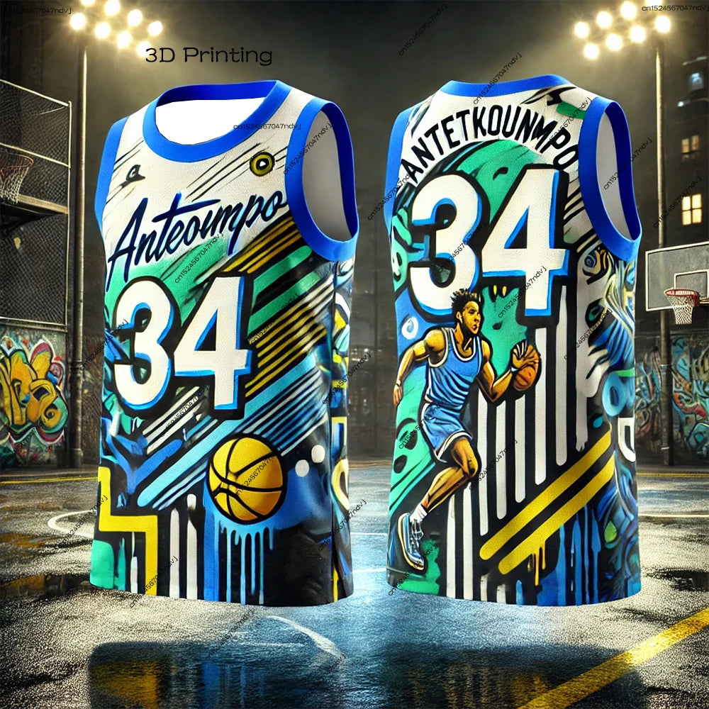 2025 New American Basketball Chat GPT Design Basketball Jersey ANTETOKOUNMPO No.34 Kids Adult Sports Training Vest